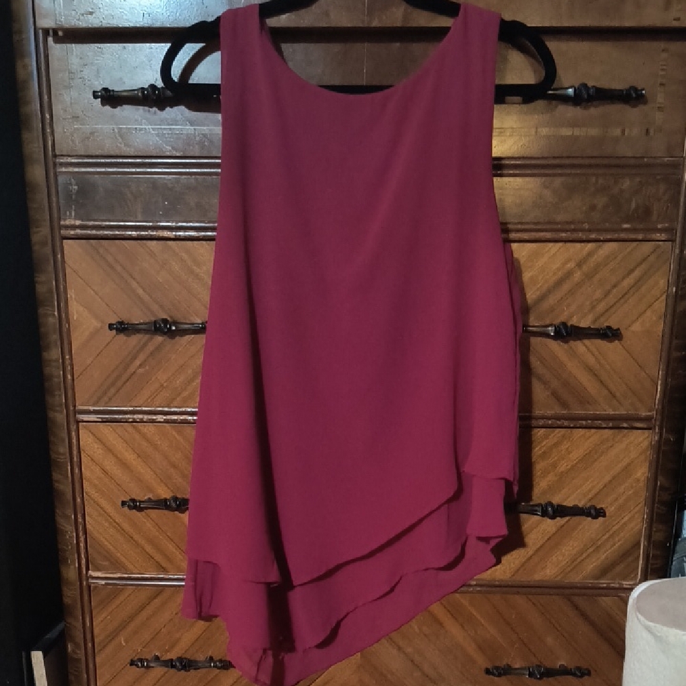 Sleeveless Layered Blouse in Deep Magenta